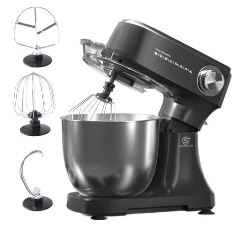 SUPERLEX SSM001DE Cuisine robot pâtissier - Moteur 800W 4.5L Capacité 10 vitesses Cuvette en acier SUS304 - Noir