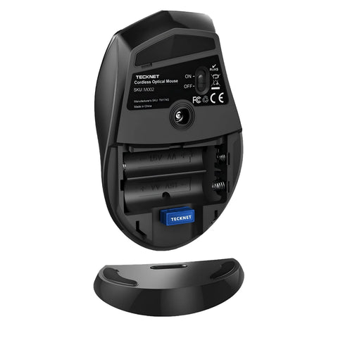 TECKNET EWM01002 Souris sans fil - ergonomique silencieuse - 6 DPI réglable -Bleu