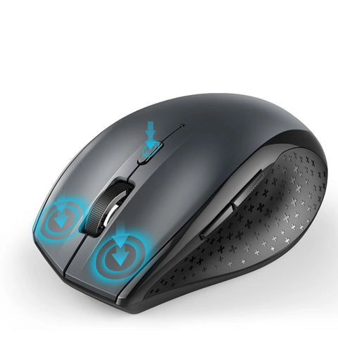 TECKNET EWM01002 Souris Sans Fil Ergonomique - 6 DPI Clic Silencieux - USB - Gris