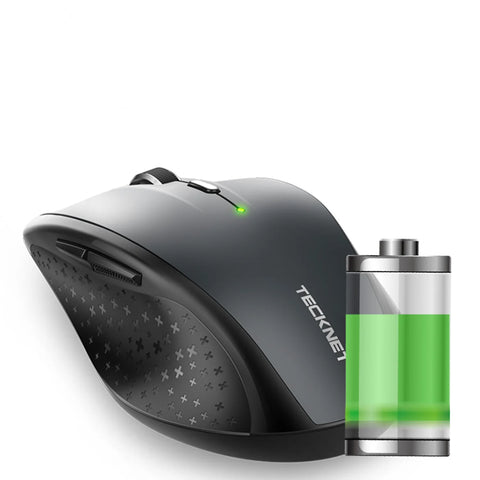 TECKNET EWM01002 Souris Sans Fil Ergonomique - 6 DPI Clic Silencieux - USB - Gris