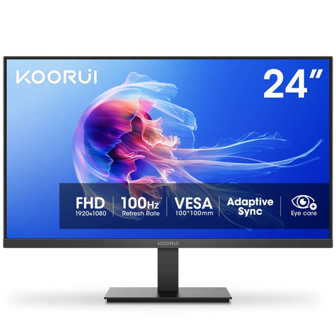 KOORUI E2412F Écran PC - 24 pouces Résolution Full HD 1920*1080 Fréquence Rafraîchissement 100Hz Dalle VA Angle 178 - Noir