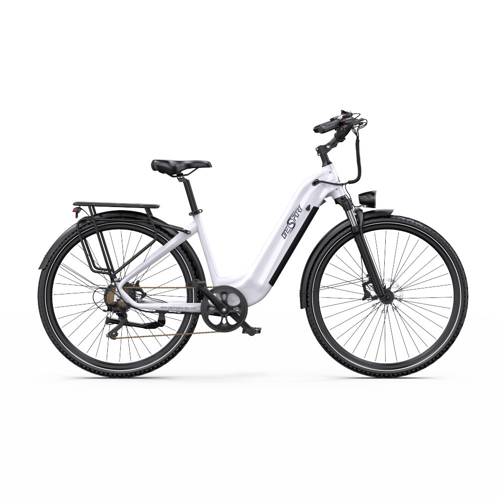 Vélo Électrique ONESPORT OT05 PRO - Moteur 250W Batterie 36V22.5AH Pneus De 28 Pouces Freins à Disque - Blanc