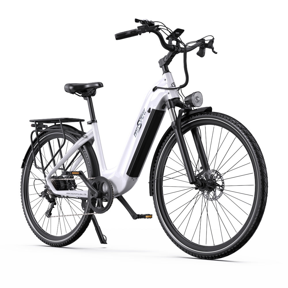 Vélo Électrique ONESPORT OT05 PRO - Moteur 250W Batterie 36V22.5AH Pneus De 28 Pouces Freins à Disque - Blanc