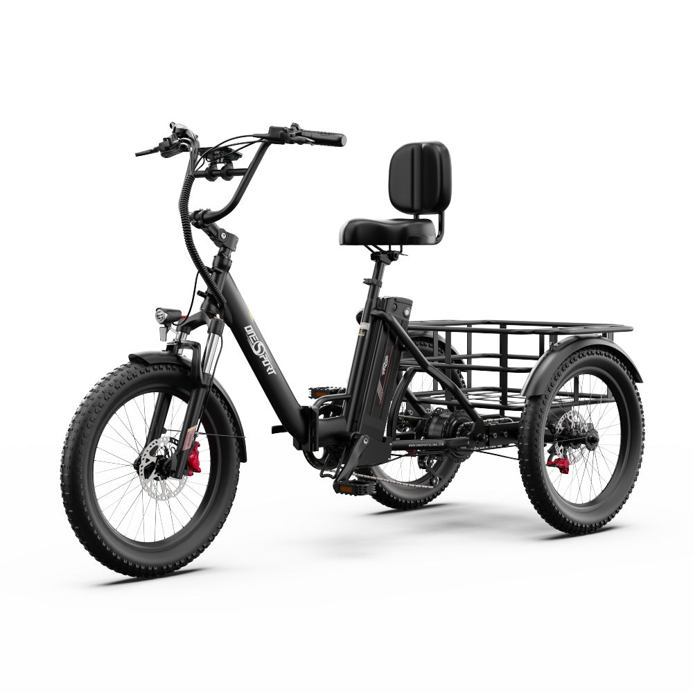 Tricycle Électrique ONESPORT OT30 PRO - Moteur 500W Batterie 48V18AH Pneus De 20 Pouces Freins à Disque – Noir