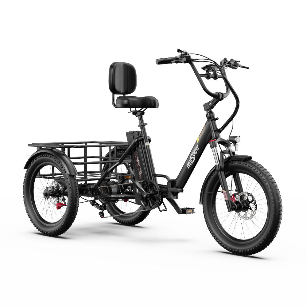 Tricycle Électrique ONESPORT OT30 PRO - Moteur 500W Batterie 48V18AH Pneus De 20 Pouces Freins à Disque – Noir