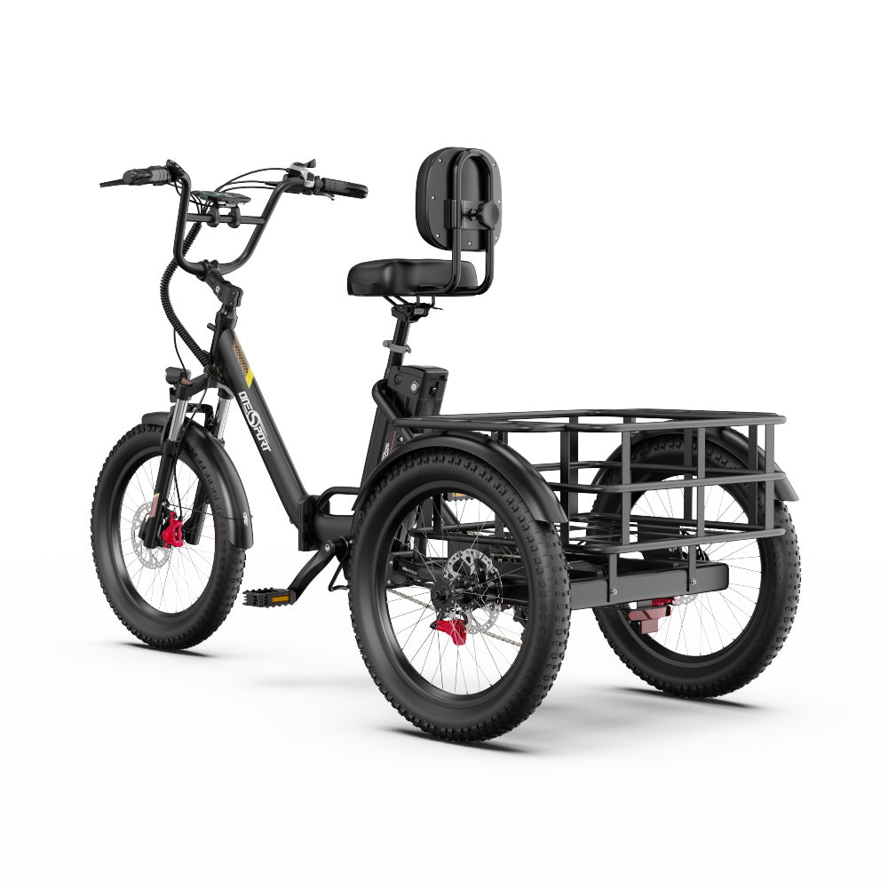 Tricycle Électrique ONESPORT OT30 PRO - Moteur 500W Batterie 48V18AH Pneus De 20 Pouces Freins à Disque – Noir