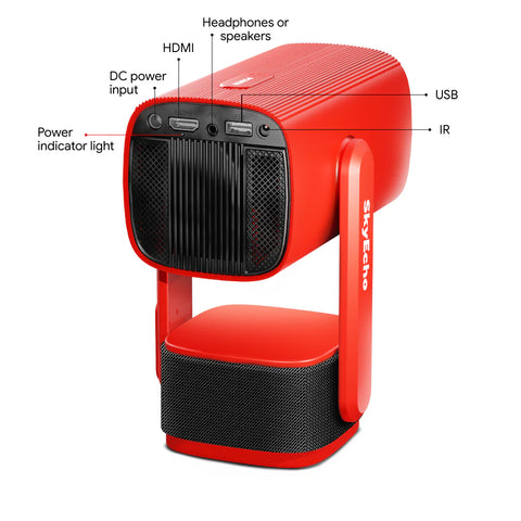 SkyEcho FreeONE Meilleur vidéoprojecteur - 1080P 350 ANSI Poids 0.8kg Android - Rouge