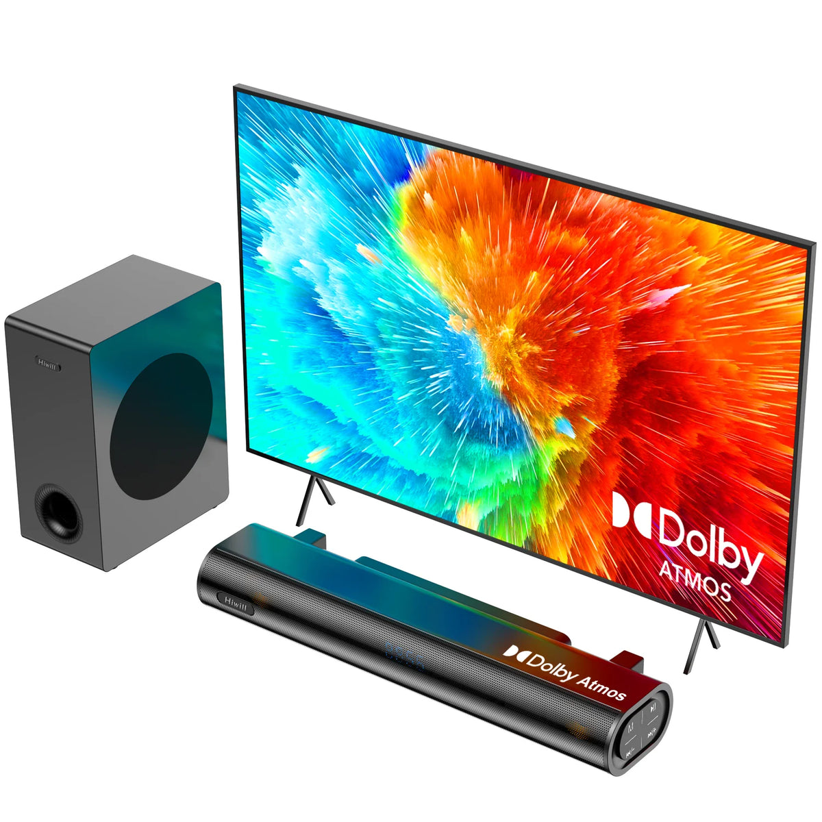 Barre de son Hiwill A21 2.1 Dolby Atmos 200W TV Home Cinéma - Avec Caisson 5.25" Filaire - Noir
