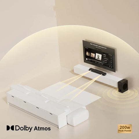 Barre de son Hiwill A21 2.1 Dolby Atmos 200W TV Home Cinéma - Avec Caisson 5.25" Filaire - Noir