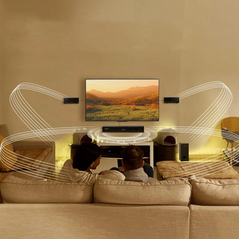 Hiwill A41 Pro Barre de son TV 4.1 - Avec 320W Caisson de Basses Filaire 5,25" 2 Enceintes Surround - Noir