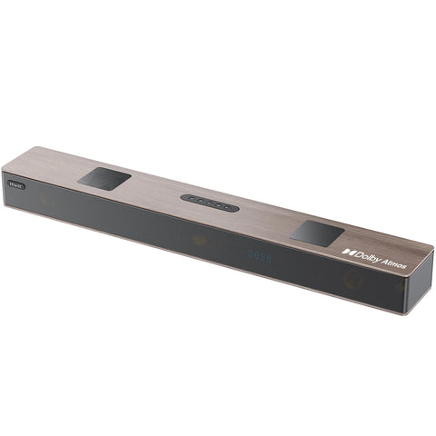 Barre de son Hiwill A502 400W Dolby Atmos, double caisson 2,5", finition noyer