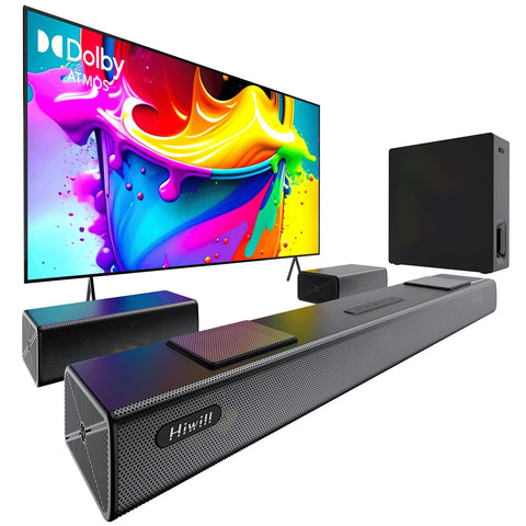 Hiwill A512 Barre de son 5.1.2CH 450W Dolby Atmos - Caisson 6.5" Sans Fil - Noir