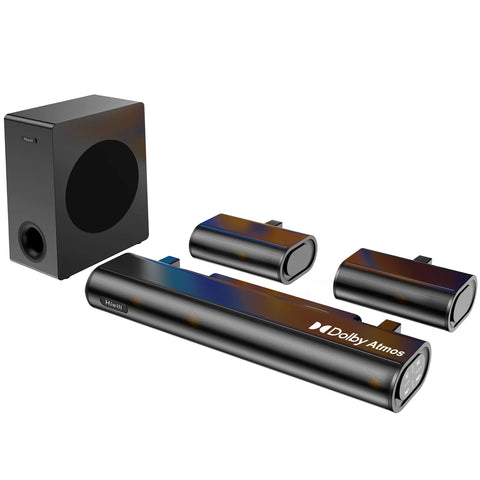 Hiwill A51 Barre de Son TV 5.1 Dolby - 380W Avec Caisson 5,25" 2 Enceintes Surround - Noir