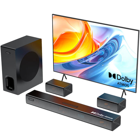 Hiwill A51 PRO barre de son TV 5.1 - Dolby Avec Caisson 6,5" Sans Fil 2 Enceintes Surround - Noir