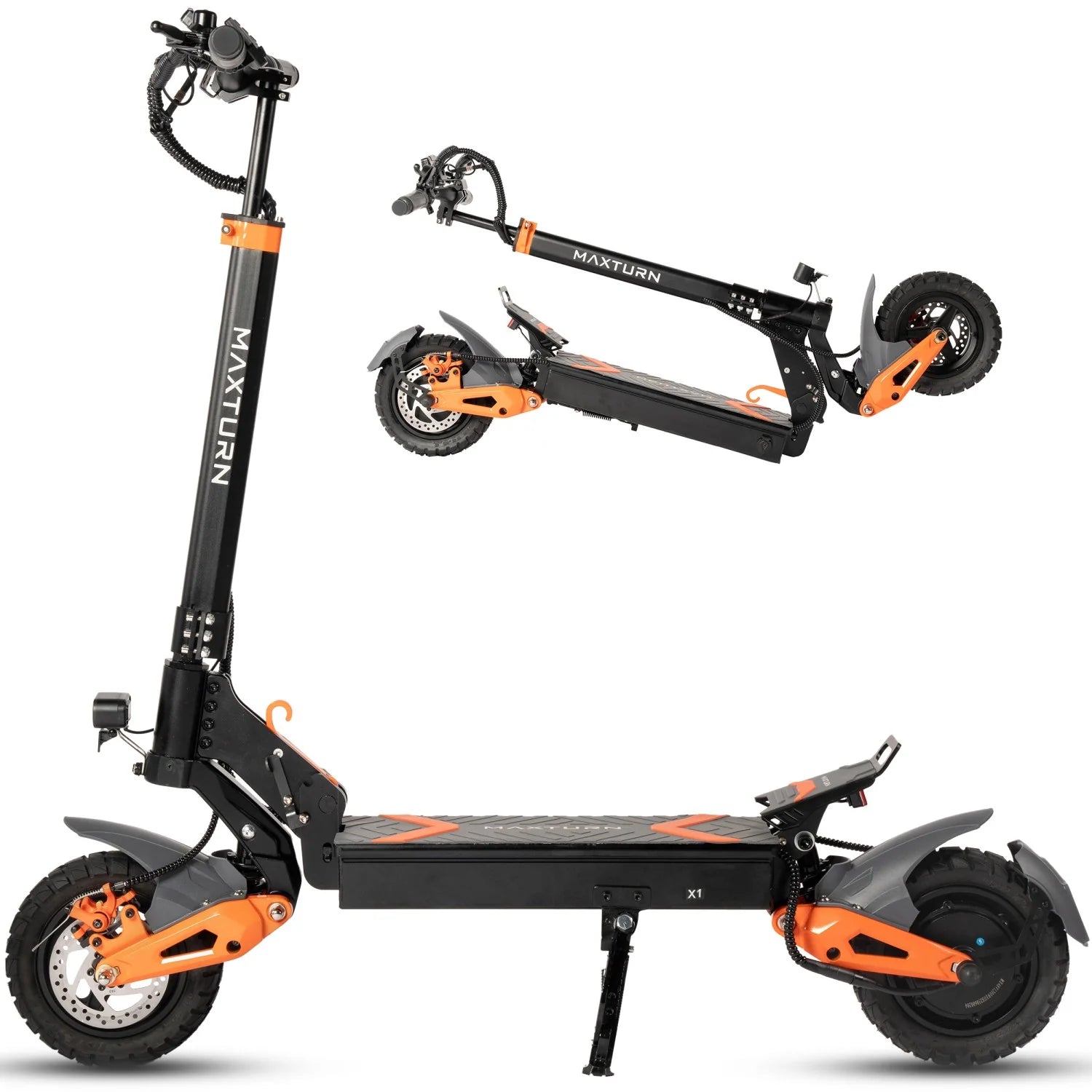 Trottinette électrique MAXTURN X1 Ultra - 2×1100W 48V20.8Ah 10'' Cadre Aluminium E-Scooter - Noir