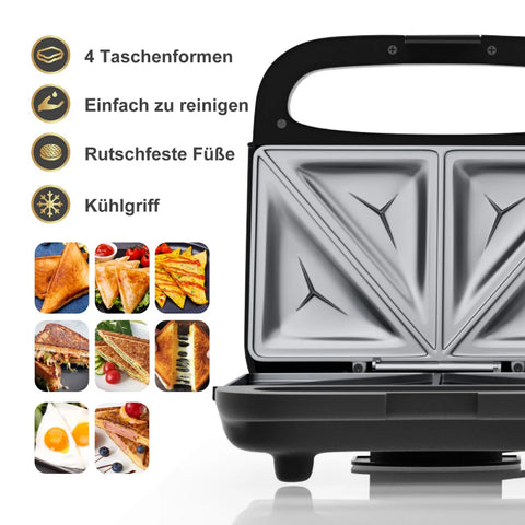 SUPERLEX SSW001DE Appareil à sandwich - Puissance 750W Antiadhésif Température automatique Capacité 2 Tranches - Noir