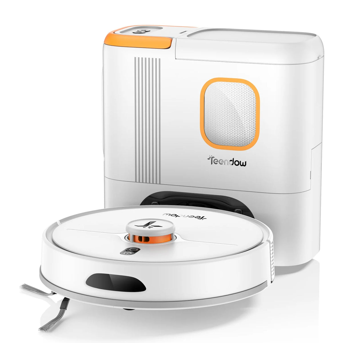 Robot Aspirateur Teendow D20S MAX+  - 6000Pa Batterie 5000mAh d'autonomie 180min Silencieux 70dB 250ML+250ML  - Blanc