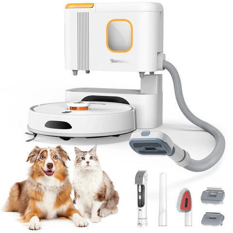 Robot Aspirateur Teendow D20S MAX+  - 6000Pa Batterie 5000mAh d'autonomie 180min Silencieux 70dB 250ML+250ML  - Blanc