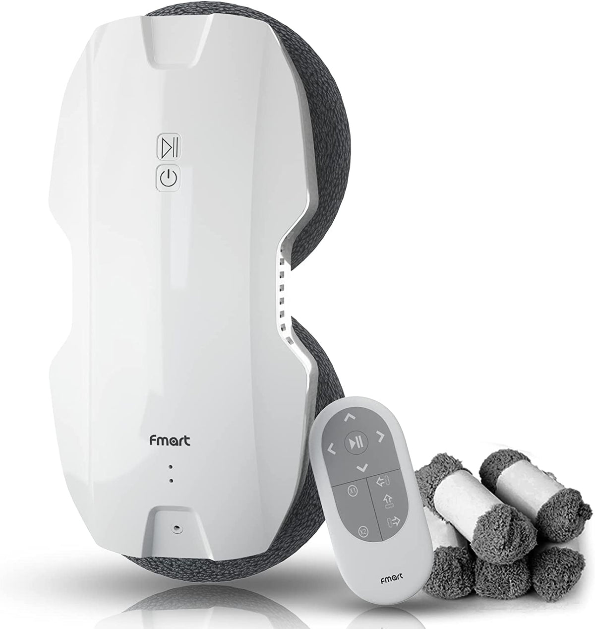 Fmart T8Pro Robot Laveur de Vitre, Robot Nettoyeur vitre Automatique,3800pa de Aspiration puissante, Triple système de sécurité, Robot Lave vitre à télécommande, 12 Chiffons, Blanc