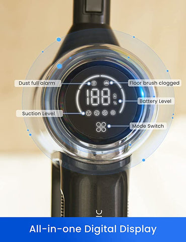 PROSCENIC P12 - Aspirateur balai sans fil - 33 kPa - Puissant - Anti-enchevêtrement - Lumière LED Vertect™ - Autonomie 60min - 4 Vit