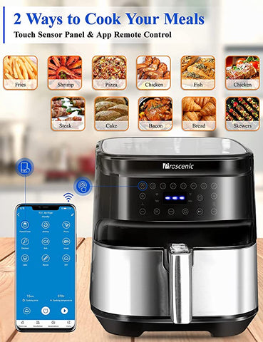 Proscenic T21 Friteuse à air,Friteuse sans huile, 5,5L AirFryer, écran LED tactile, Commande intelligente par APP&Alexa, 8 Programmes prédéfinis