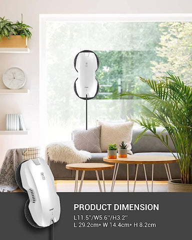 Fmart T8Pro Robot Laveur de Vitre, Robot Nettoyeur vitre Automatique,3800pa de Aspiration puissante, Triple système de sécurité, Robot Lave vitre à télécommande, 12 Chiffons, Blanc