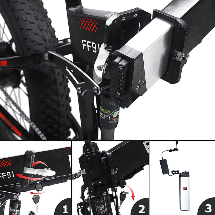 Electric Bike Fafrees FF91 26" Fat Bike Foldable E-Mountain Bike 1000W 10Ah Battery Max Speed 25km/h