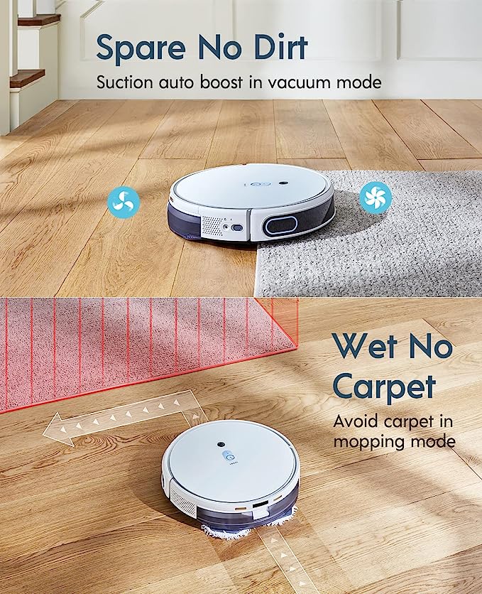YEEDI Mop Station : Robot Aspirateur avec Puissance d'Aspiration de 2500Pa | Autonomie 200 min