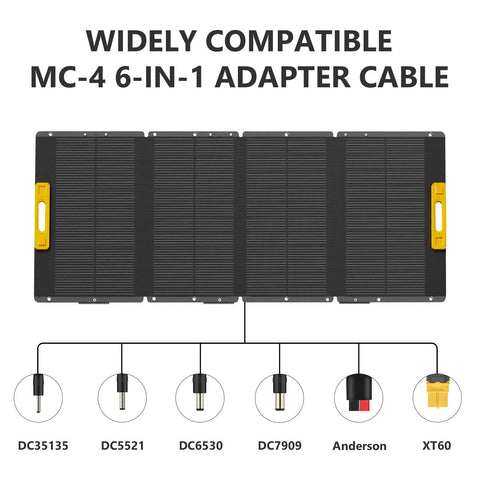 Newsmy 210W Portable Solar Panel 6-in-1 adapter IP65 for Portable Power Station